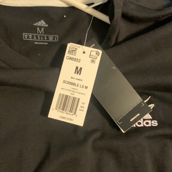 Adidas black long sleeve shirt scribble LS size M - Picture 4 of 7